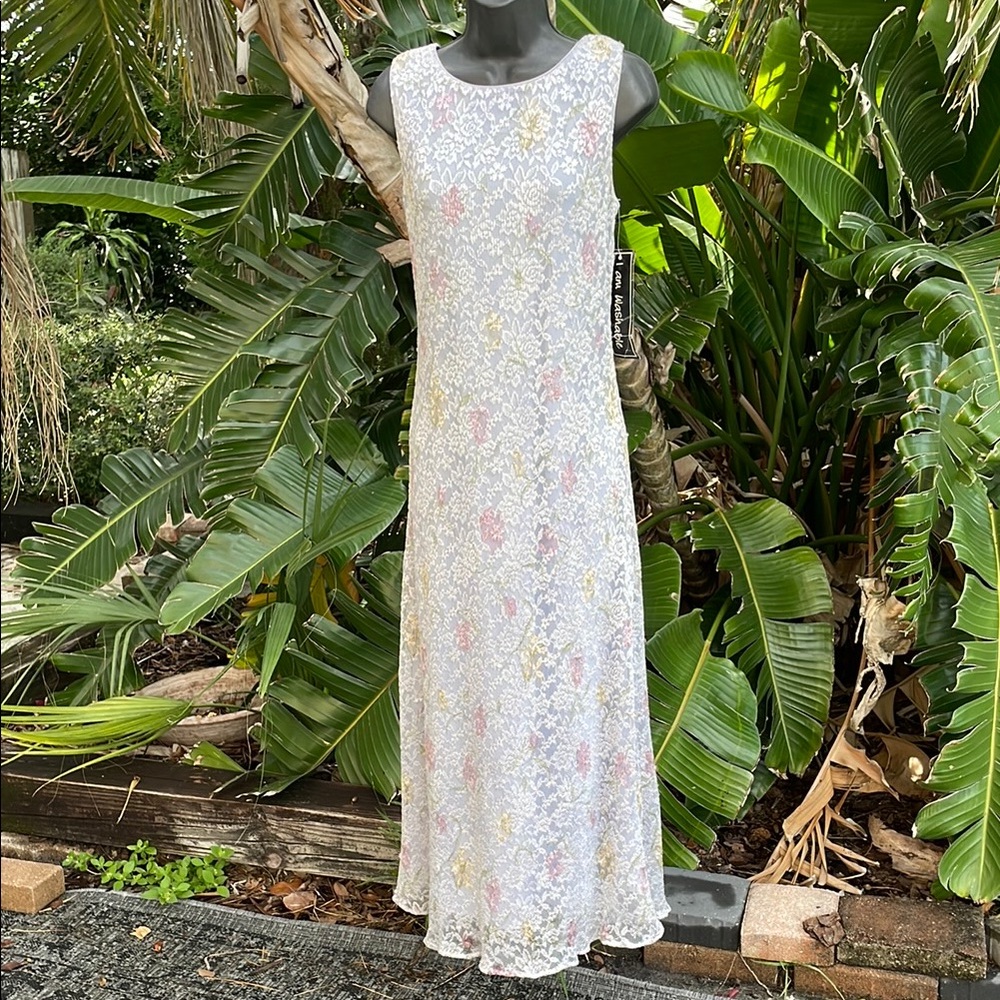 floral lilac, lace tea dress